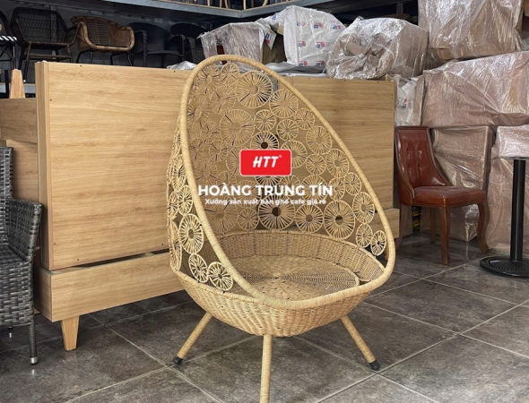 Ghế cafe đan nhựa mây ngoài trời HTT063