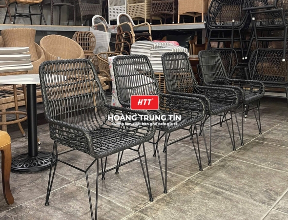 Ghế cafe đan nhựa mây HTT04