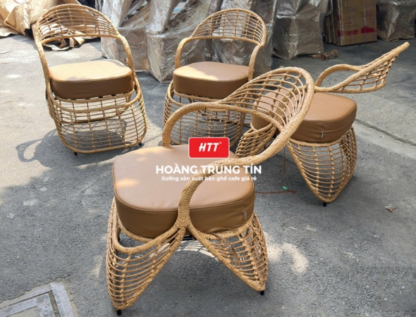 Ghế cafe đan nhựa mây ngoài trời HTT045