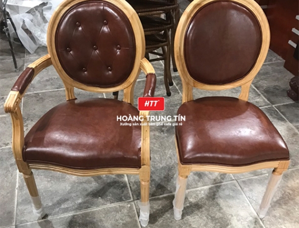 Ghế cafe gỗ nệm khung sơn giả đồng