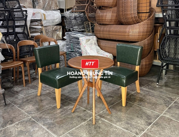 Bàn ghế cafe gỗ nệm cao cấp HTT38
