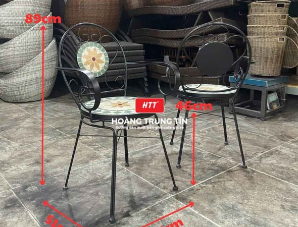 Ghế cafe sắt gạch Mosaic HTT01