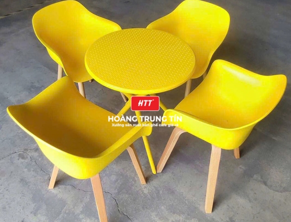 Bàn ghế cafe nhựa đúc nguyên khối HTT08