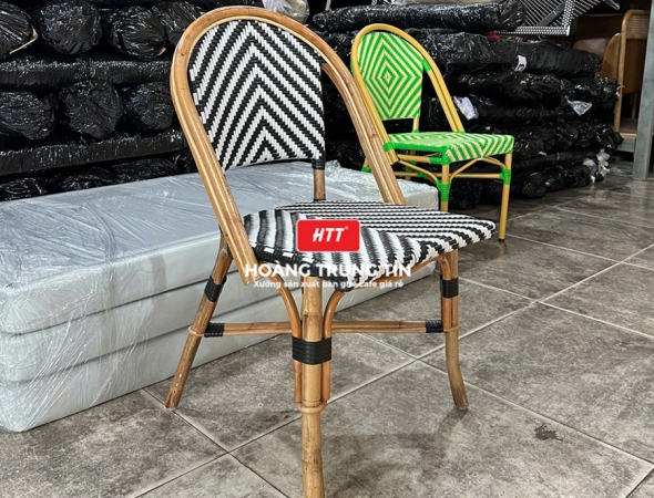 Ghế cafe đan nhựa mây ngoài trời HTT077