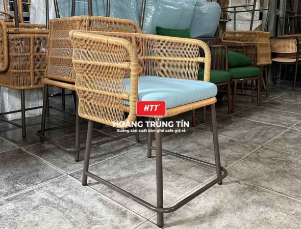 Ghế cafe đan nhựa mây ngoài trời HTT081