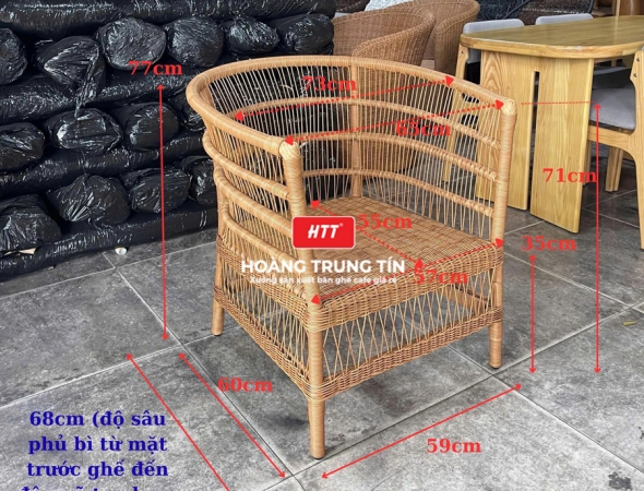 Ghế cafe đan nhựa mây ngoài trời HTT086