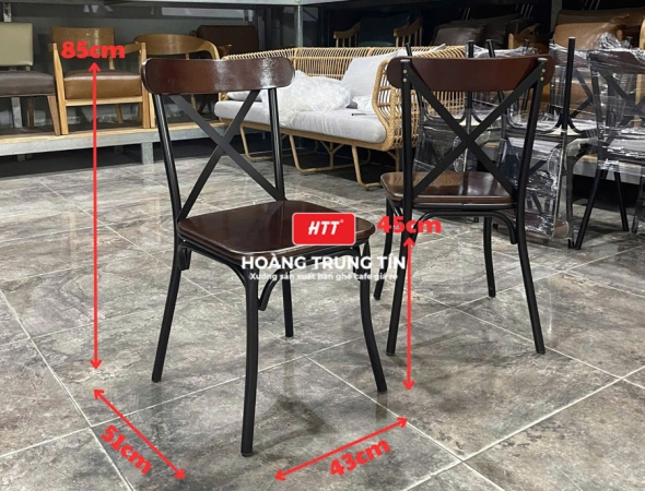 Ghế cafe X sắt gỗ HTT01