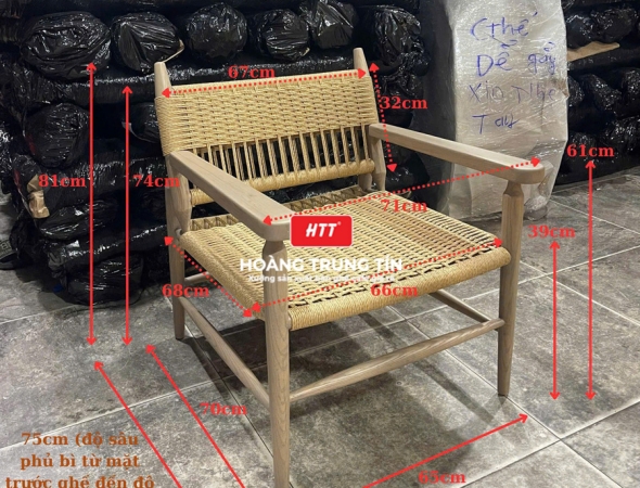 Ghế cafe gỗ đan dây giấy se HTT01