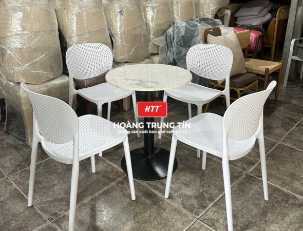 Bàn ghế cafe nhựa đúc nguyên khối HTT21