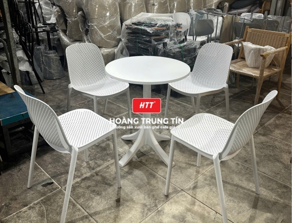 Bàn ghế cafe nhựa đúc nguyên khối HTT22