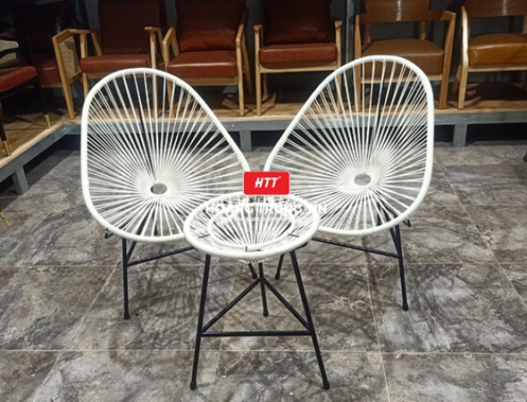 Bàn Ghế cafe Nhựa Giả Mây HTT019