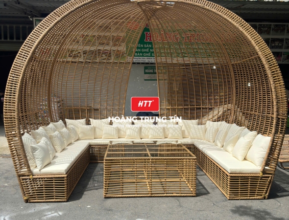Sofa mái vòm nhựa mây ngoài trời HTT02