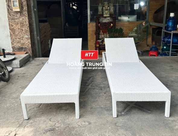 Giường tắm nắng đan nhựa giả mây HTT06