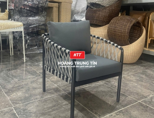 Bàn ghế sofa cafe đan dây dù HTT04