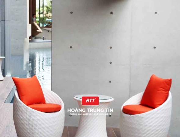 Bàn ghế sofa trứng đan nhựa mây HTT026