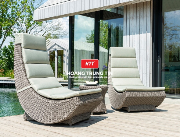 Bàn ghế nhựa giả mây ngoài trời HTT043