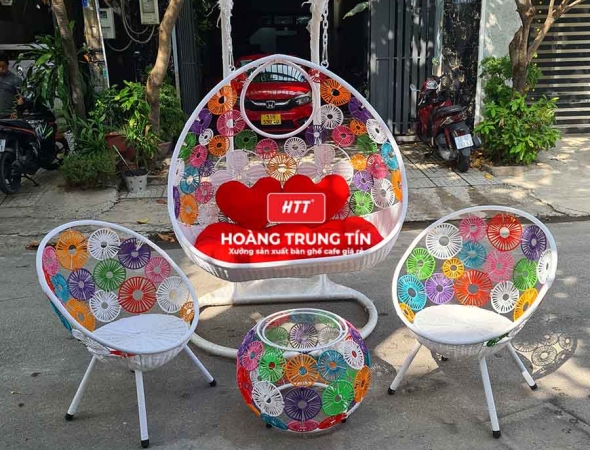 Xích đu đan nhựa giả mây HTT16