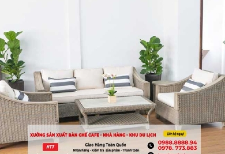 Điểm danh các mẫu bàn ghế cafe nhựa giả mây được yêu thích nhất hiện nay