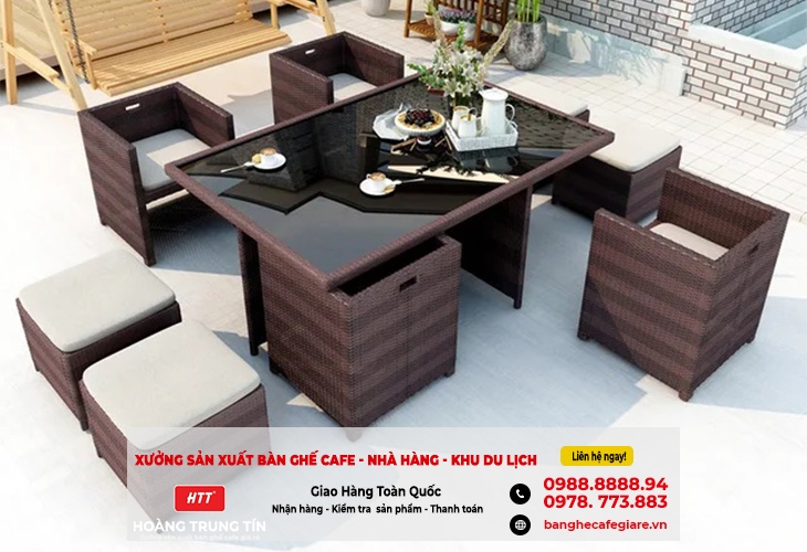 Bàn ghế giả mây phong cách hiện đại