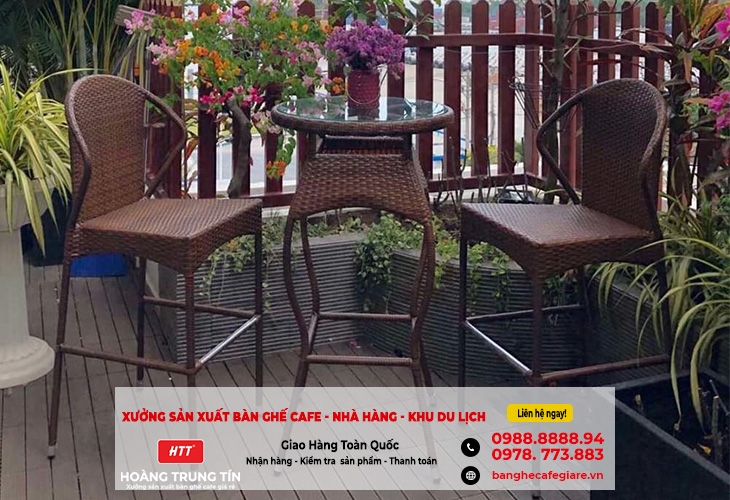 Bộ bàn ghế mây nhựa sân vườn giá xưởng tại Hưng Yên