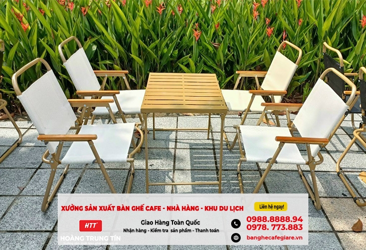 Bàn ghế cà phê chân sắt nhỏ gọn – Giải pháp cho quán diện tích hạn chế